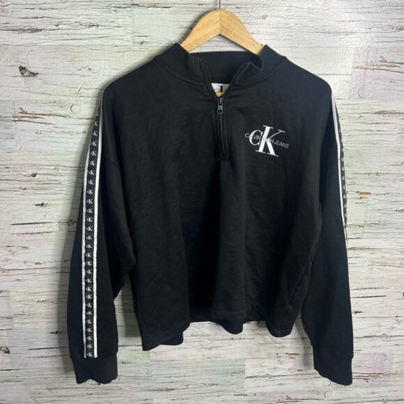 Calvin Klein quarter zip black white sweater pull over size xl - Picture 1 of 7